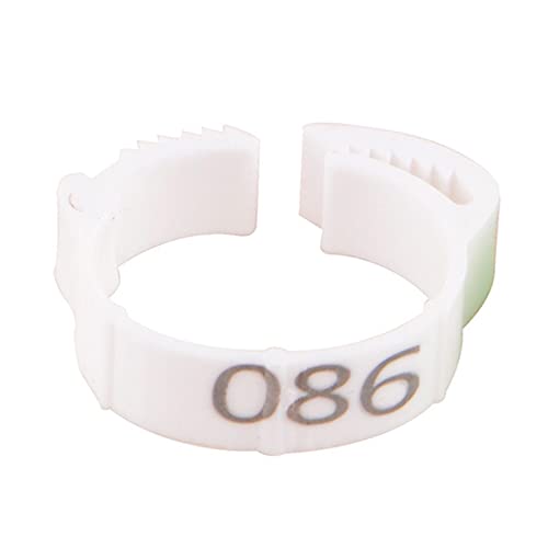100 Pieces Chicken Foot Rings Leg Rings Clip on Bands Numbered Adjustable Ankle Markers Suitable for Turkey, White - color: White