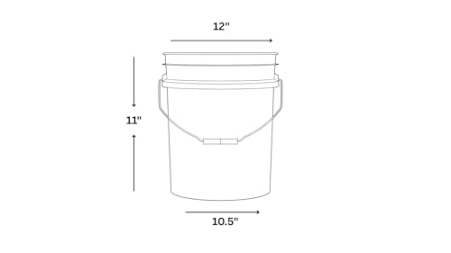 House Naturals 3.5 Gallon Food Grade Grey Bucket Pail with Green Screw on Air-Tight Lid (Pack of 4) BPA Free containers -Made in USA