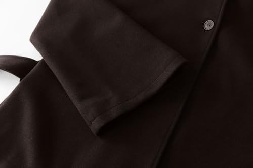 CHARTOU Women Batwing Sleeve Ponchos Pea Coat Wool Stand Collar Belt Capes Jacket Winter Cropped Overcoat - color: Coffee, size: X-Large