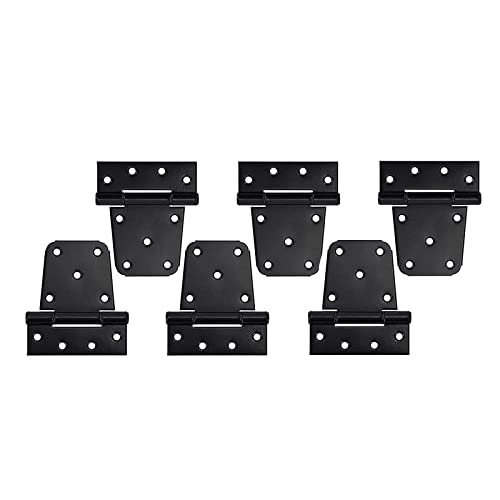 HOME MASTER HARDWARE 3-1/2 inch Heavy Duty T Hinge Gate Hinges Steel Black Finish with Screws 6-Pack (Black) - color: 6 Pack - Black