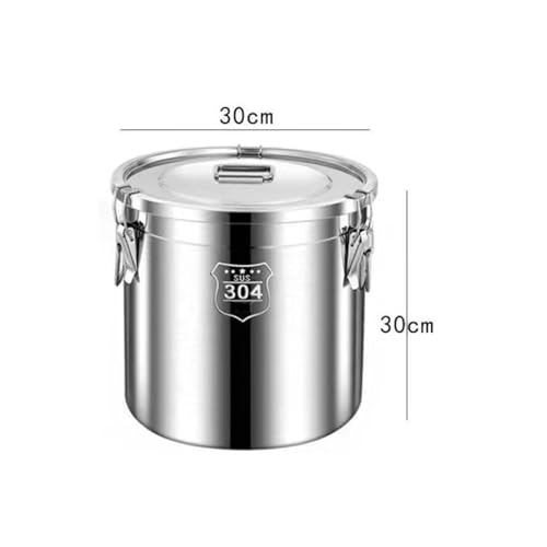 Milk Barrel, 304 Stainless Steel Airtight Canister Milk Can with Lid Airtight Barrel Grain Containers Bucket Storage Containers for Kitchen,25 * 25Cm,30 * 30Cm - size: 30*30cm