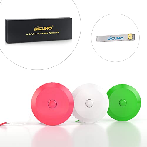 DiCUNO 60-Inch 1.5 Meter Soft and Retractable Tape Body Tailor Sewing Craft Cloth Dieting Measuring Tape (3 Colors, White Green Pink Package with Soft tape) - color: 3 Colors (White/Green/Pink)