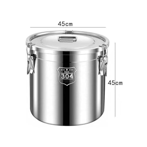 Milk Barrel, 304 Stainless Steel Airtight Canister Milk Can with Lid Airtight Barrel Grain Containers Bucket Storage Containers for Kitchen,25 * 25Cm,45 * 45Cm - size: 45*45cm