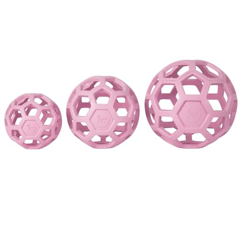 JW Pet HOL-ee Roller™, Dog Toy Puzzle Ball, Natural Rubber, Small (3 Inch Diameter), Pink - color: Pink, size: 3 Inch