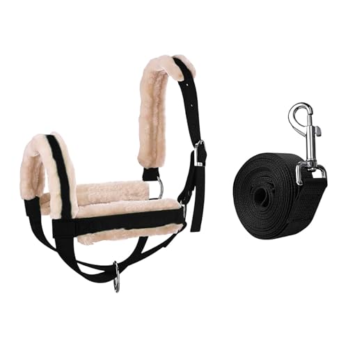 Cattle Traction Halter Outdoor Cattle Harness with 300cm Rope Essential Barn Equipment Suitable for Animal Management Farm, Black L