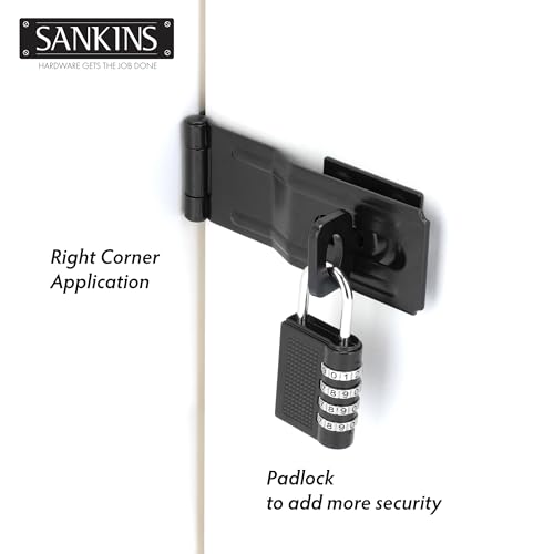 4-1/2" Swivel Staple Safety Hasps, Gate Door Hasp Latches Safety Packlock Clasp Locking with Twist Knob for Fence, Gate, Cabinet, Black - color: Black