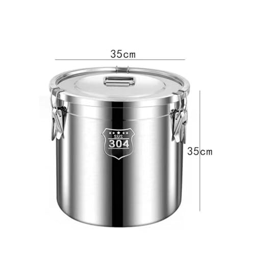 Milk Barrel, 304 Stainless Steel Airtight Canister Milk Can with Lid Airtight Barrel Grain Containers Bucket Storage Containers for Kitchen,25 * 25Cm,35 * 35Cm - size: 35*35cm