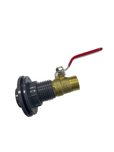 QTG Rain Barrel Spigot Kit 3/4" GHT Quarter Turn Ball Valve with Bulkhead Fitting, Brass Faucet & 32mm Hole Saw for Water Containers & Garden Rainwater Tanks (Brass) - color: 3/4"