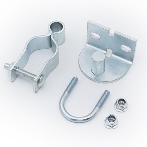 2 Pack T-Post Gate Hinge Kit, Heavy Duty 1-3/8" U-Bolt Clamps for T-Post & 1-3/8" Pipe - Farm Gate Hardware for Chain Link, Metal Post & Wood Gates