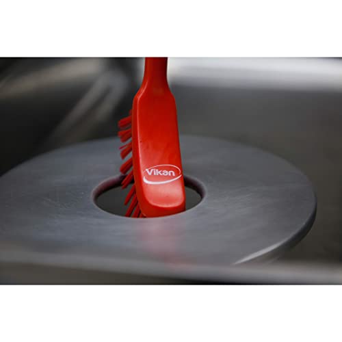 Vikan - Fine Dish Brush - Heavy-Duty, Narrow, Slip-Resistant Cleaning Brush, Polypropylene, Polyester Bristle, 11 Inch, Red, (42874) - color: Red, size: 1 Count (Pack of 1)