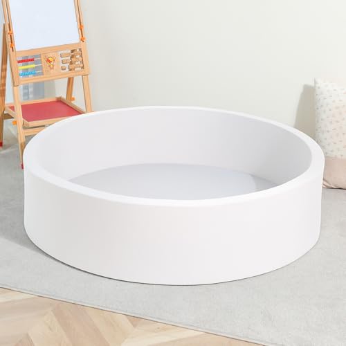 TRENDBOX Extra Large Soft Foam Ball Pit 51.2" x 11.8" (NO Balls) in Large Sponge Round Ball Pool Indoor Round Children Toddler Playpen - White - color: White, size: 130CM
