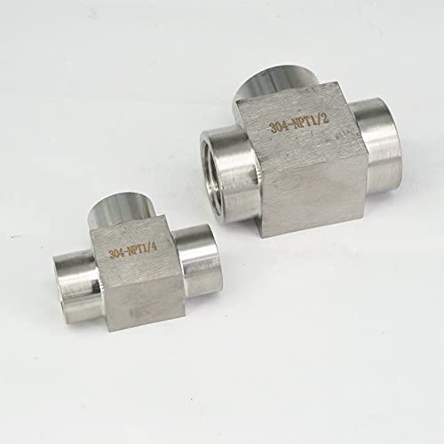 300 Bar 1/8" 1/4" 3/8" 1/2" 3/4" 1" NPT BSP Female 304 Stainless Steel Tee 3 Ways Pipe Fitting Water Gas Oil - style: 1/4" BSP
