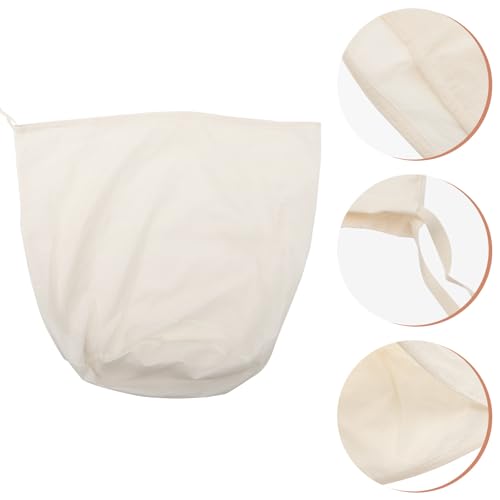 Cotton Nut Milk Filter Bag Large Mesh Drawstring Brew Bag Food Grade Soy Milk and Wine Filter Pouch Cylindrical 50×60cm for Brewing and Straining