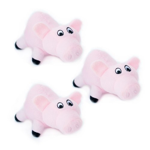 ZippyPaws Burrow Squeaky Pigs Plush Dog Toys, Medium, 3-Pack - size: Miniz