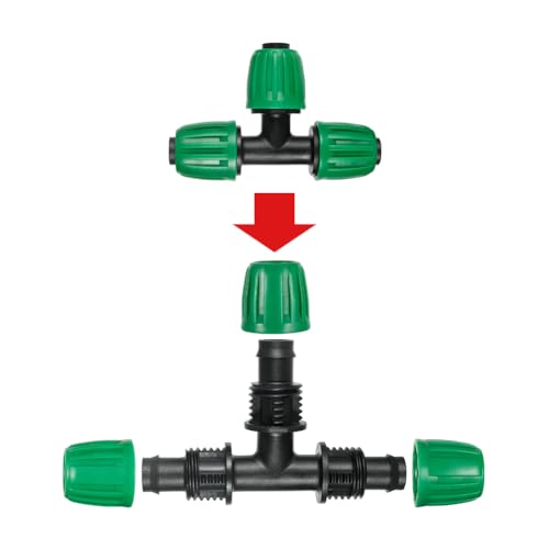 15 Pack 1/2 Inch Drip Irrigation Tee Fittings (1/2" ID x0.6-0.63" OD) - 1/2'' Drip Line Anti-Drop Barbed Lock Nut T Connectors for 1/2 Inch Drip Irrigation Tubing System Connection - size: 1/2 inch Tee