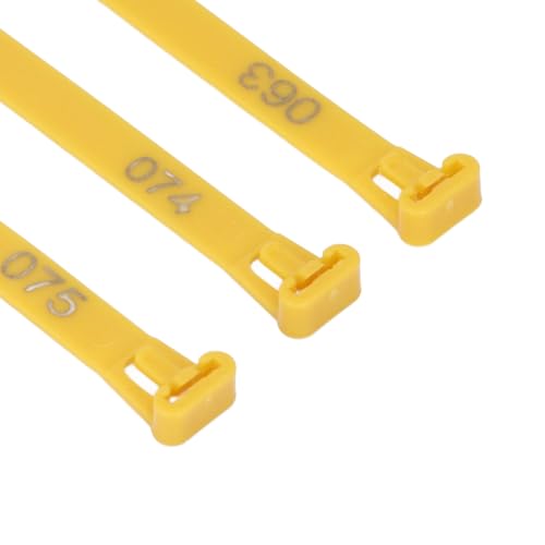 Rengue Numbered Chicken Leg Bands, Easy Apply Poultry Identification Rings, 100 Pieces for Ducks, Chicks, Geese, and Pigeons Numbered Chicken Leg Bands, PP Material, Nan Gardening (Yellow) - color: Yellow