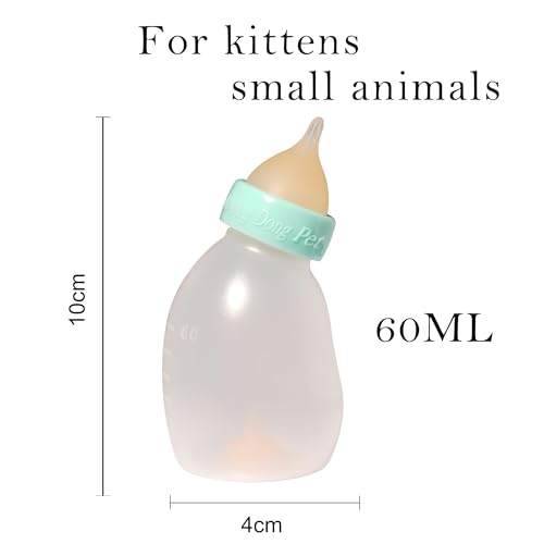 Doggiema Kittens Feeder Bottle, Silicone Feeding Nipple and Syringes for All Breed Kittens and Small Animals Dongdong pet - size: 60ml Bottle Set (kittens/Toy Puppy)