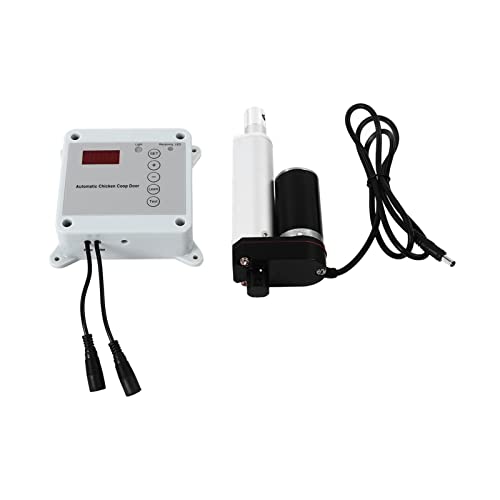 Automatic Chicken Coop Door Timer Remote Control Solar Powered Light Sensor Safe Opener Kit for Poultry Run Duck Coop(US Plug)