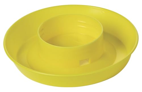 Little Giant® Screw-On Poultry Waterer Base | Heavy Duty Plastic Water Tray Base for Container | Chicken Waterer Screw on Base (Yellow, 1 Count) - color: Yellow
