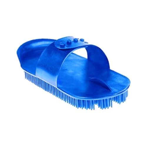 Intrepid International Premium Plastic Curry Comb with Adjustable Hand Strap - Durable Horse Grooming Brush for Mud, Dirt, and Loose Hair Removal - color: Blue