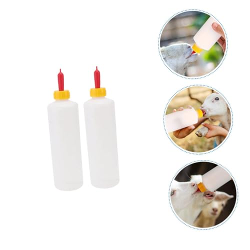 Mipcase 2sets Kitten Milk Replacement Bottle Small Animal Milk Feeders Replaceable Nipples for Calves Puppies Goats Sheep