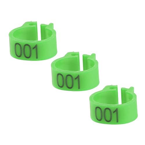 100Pcs 8MM 001 to 100 Numbered Plastic Letter Pigeon Bird Leg Bands Rings, Pigeon Identify Rings, Training Supplies Leg Number Bird Bands for Letter Pigeon (Green) - color: Green