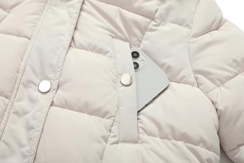 MOERDENG Women's Waterproof Long Winter Coat Thickened Down Alternative Jacket Warm Puffer Jacket Parka - color: Beige, size: X-Large
