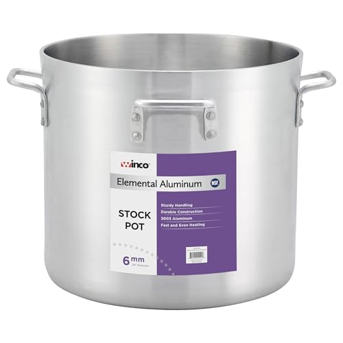 Winco ALHP-120 6.0mm Aluminum Stock Pot, 120-Quart,Medium - color: Aluminum, size: 126.8 Quarts