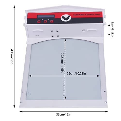 Automatic Chicken Coop Door with Timer&Light Sensor Weatherproof Chicken Door Opener Kit with LCD Screen Anti-Pinching Protect Function