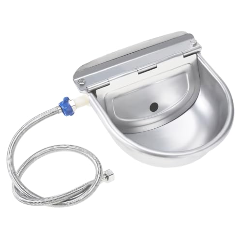 Stainless Steel Automatic Pet Water Dispenser,Automatic Dog Water Bowl Water Animals Waterer for Cattle Horse Goat Sheep Dog, with Floating Valve,Hose and Accessories(Without Drainage Hole)