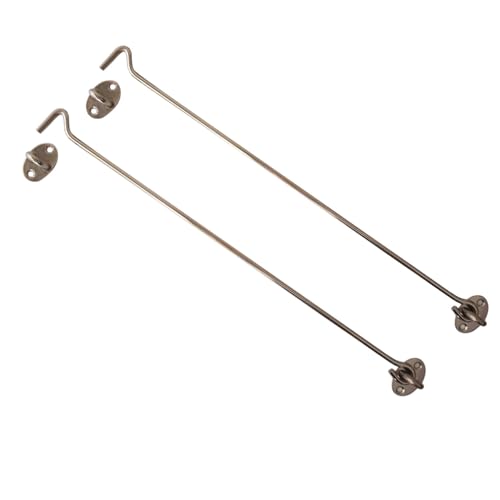 2 Pack 16" Safety Barn Door Hook and Eye Latch Silver, Stainless Steel Heavy Duty Gate Latch Holder, Long Privacy Cabin Door Swivel Window Hook for Sliding Doors, Garage, Shed, Window - size: 16 Inch - Silver