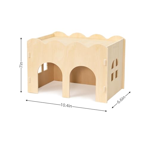 Bifeaw Natural Wooden Chew-Proof Guinea Pig Hideout | for Small Pets - size: Guinea Pig