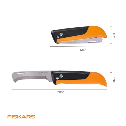 Fiskars Folding Produce Knife, Gardening Tool for Harvesting Produce with Foldable Ergonomic Design, Stainless Steel Curved Blade, Orange - style: Folding Harvest Knife