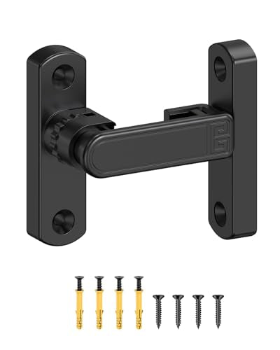 Adjustable Barn Door Locks, 90/180 Degree Sliding Door Latch, Protect Home Security Gate Latch for Bedroom, Barn, Cabinet, Garden, Fence (Black-1 Pc) - color: Black-1 Pc