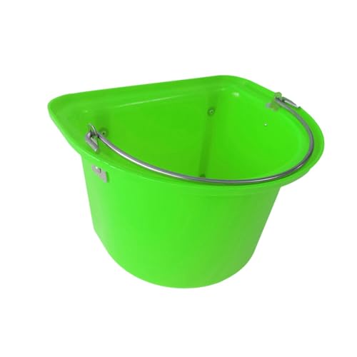 Horse Feeder Livestock Feeding Container Sturdy PP Metal Bucket Ergonomic Handle Portable Suitable for Ranch barn Stable Livestock Feeding, Green - color: Green