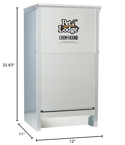 Pet Lodge® Automatic Dog Feeder | Chow Hound Outdoor Pet Feeder | Tough Galvanized Steel | Made in USA (25 lb) - size: 25 Pound