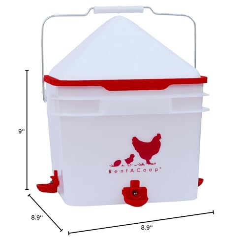 RentACoop 2 Gallon Chicken Waterer with 4 Auto-Fill Water Cups, 4 Horizontal Nipples, and Custom Adjustable Stand; BPA-Free; Large Capacity Poultry Waterer- Center Placement