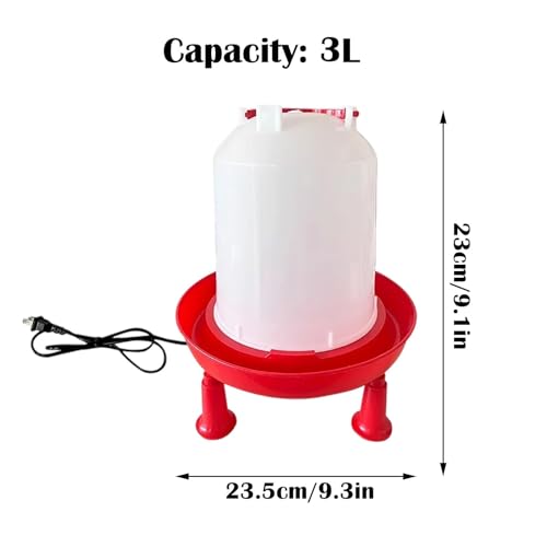 Heated Chicken Waterer, Integrated Temperature Chicken Water Heater with Handle for Chicken Coop, Poultry Water Dispenser for Winter (6, Liters)