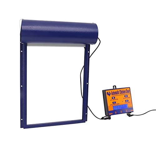 Automatic Chicken Coop Door, Solar Powered 3 in 1 with Timer HD LED Display for Chicken Duck Goose (Blue) - color: Blue