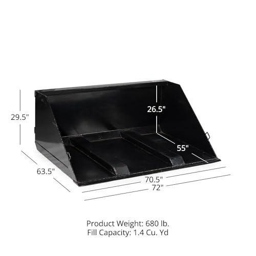 Titan Attachments Fork Mounted Telehandler Dirt Bucket, 72" Wide, 1.4 Cu Yd Capacity, Reinforced Grade 50 Structural Steel, for Landscaping & Construction - size: Bucket Size: 72"