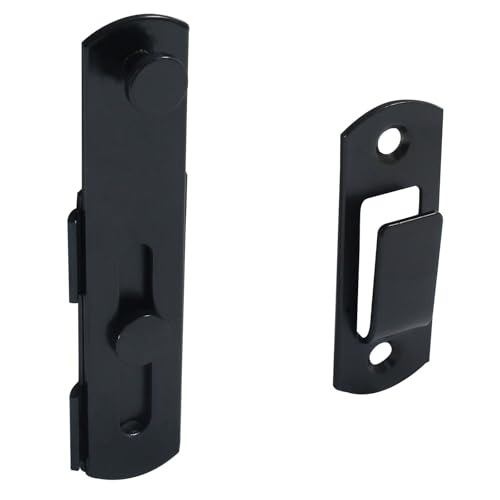 Waziaqoc 2 PCS Barn Door Latches, 3.93 x 2.75 Inch Sliding Barn Door Lock, Stainless Steel Gate Latches for Barn Door Cabinet Window Closet Door, Black - size: 3.93 x 2.75 Inch