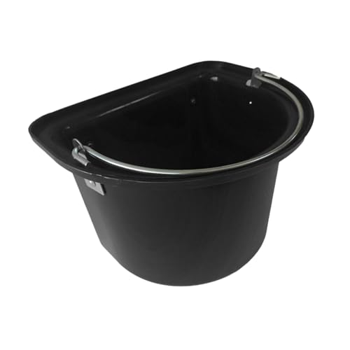 Qianly Horse Feed Bucket Feed Trough Farm Mountable for Easy Hanging Versatile Ergonomic Livestock Feeding Container Heavy Duty, Black - color: Black