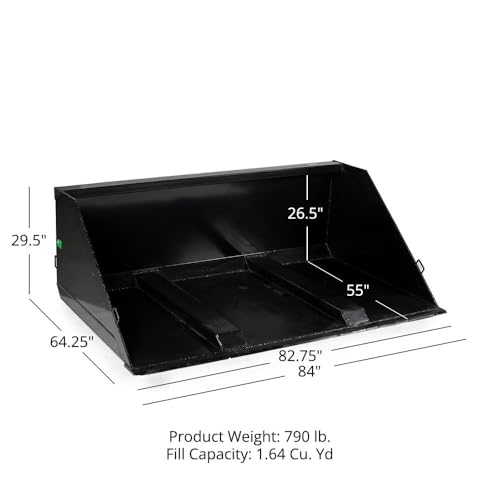 Titan Attachments Fork Mounted Telehandler Dirt Bucket, 84" Wide, 1.64 Cu Yd Capacity, Reinforced Grade 50 Structural Steel, for Landscaping & Construction - size: Bucket Size: 84"