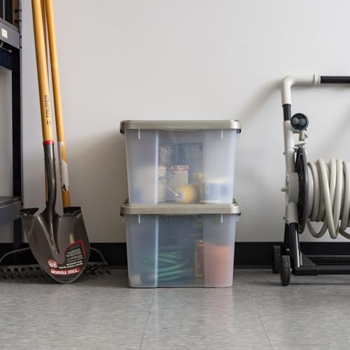 IRIS USA 44 Qt Storage Bins with Gasket Seal Lid, 2 Pack - BPA-Free, Heavy Duty Moving Containers Tight Latch, Weather Proof Tote, WEATHERPRO - Clear/Chrome - size: 44 Qt. - 2 Pack