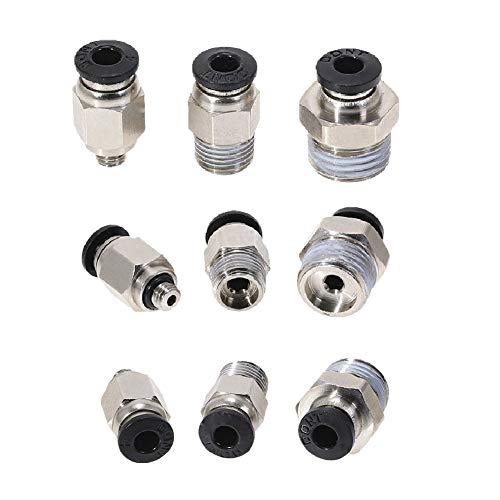 Beduan Push to Connect Fitting, 1/4" Tube OD x 1/4" NPT Thread Male Straight Pneumatic Air Fitting (Pack of 10) - size: 1/4"OD-1/4"NPT