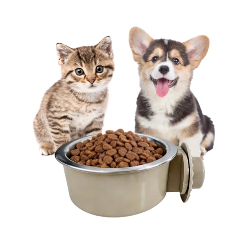 2Pcs Pets Lightweight Stainless Steel Bowl,Removable Stainless Steel Pet Hanging Food Water Feeder Bowl for Puppy Dog Cat Rabbit Ferret Bird Gunea Pigs (Medium) - size: Medium