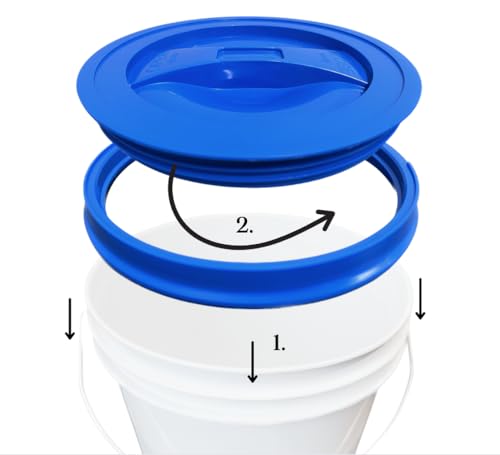 House Naturals Plastic bucket with screw on Lid - Food Grade 2 Gallon container - Made in USA (Pack of 5)
