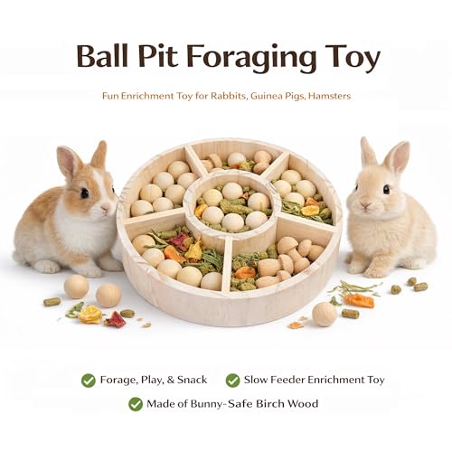 Bunny Foraging Toy, Natural Wood Rabbit Enrichment Toys for Boredom, Interactive Slow Feeder & Chew Toys for Rabbits, Hamsters, Chinchillas & Guinea Pigs