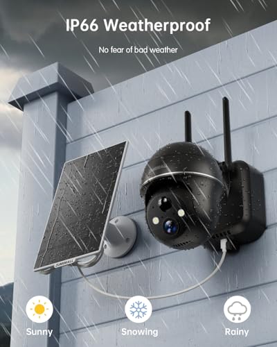 ZUMIMALL 2K Solar Security Cameras Wireless Outdoor 4-Pack, Solar Powered Cameras for Home Security with 360° View, Color Night Vision, 2-Way Talk, AI Alert, Siren, CloudEdge App, Black - color: 4 Black Solar 3MP