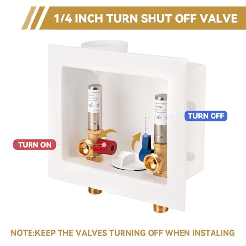 Washing Machine Outlet Box with Stainless Steel Water Hammer Arrestor, 1/2 Inch MIP&SWEAT x3/4 Inch MHT with Center Drain, Washer Faucet Recessed Box, Laundry Washer Valve Outlet Box - color: MIP&Sweat/SS Arrestor